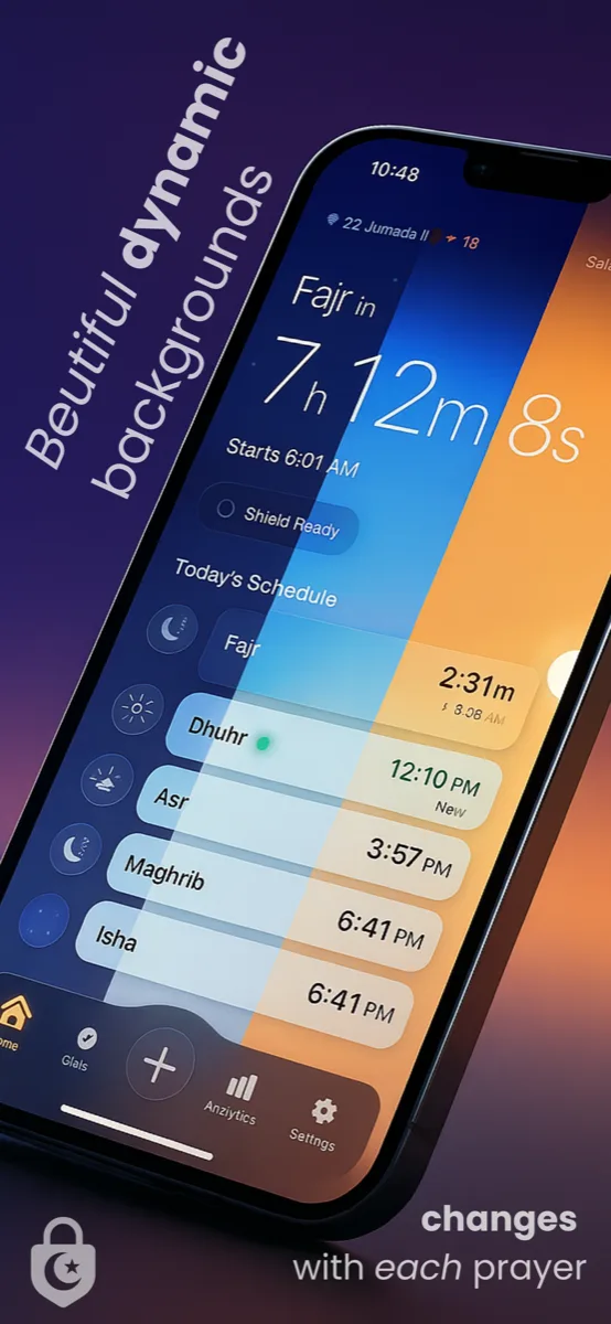 Beautiful dynamic backgrounds that change with each prayer time